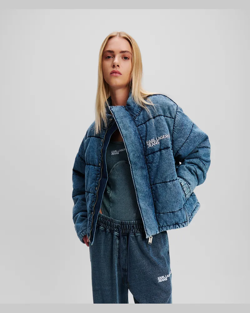Karl Lagerfeld Denim-pufferjacke, Frau, Acid Washed Blue, Größe Acid