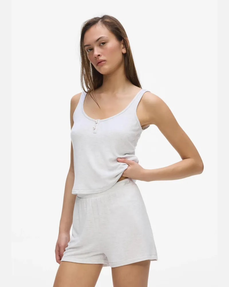 Karl Lagerfeld Signature-loungewear Shorts, Damen, Hellgrau Mel, Größe Hellgrau