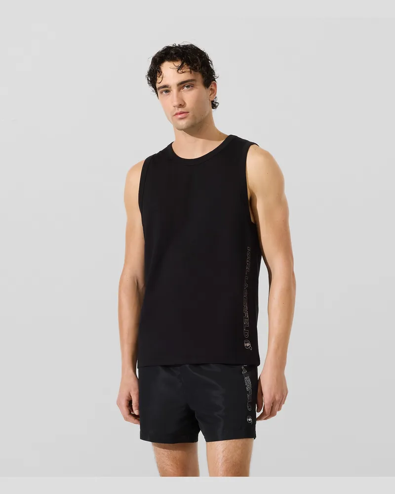 Karl Lagerfeld Ikon Metallic Strand-tanktop, Herren, Schwarz, Größe Schwarz
