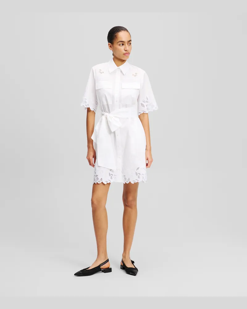 Karl Lagerfeld Hemdkleid Mit Cut-out-stickerei, Frau, Weiss, Größe Weiss