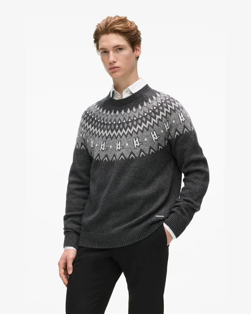 Karl Lagerfeld Pullover Im Norwegischen Stil, Herren, Carbon, Größe Carbon