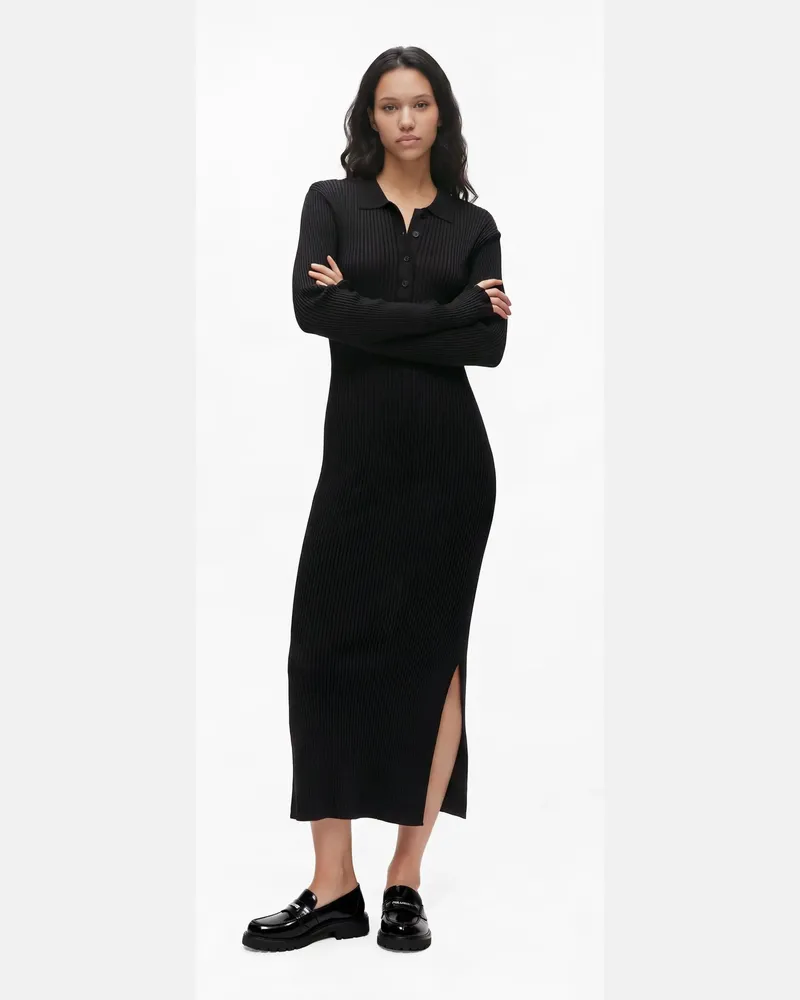 Karl Lagerfeld Polo-kleid Mit Langen Ärmeln, Female, Schwarz, Size Black