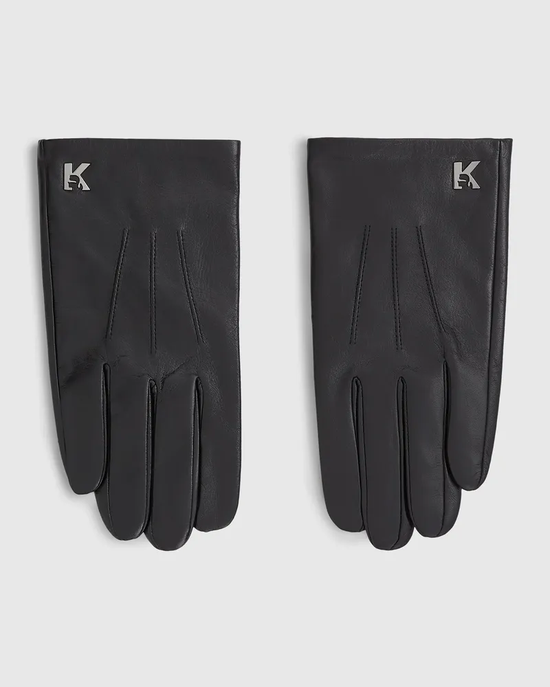 Karl Lagerfeld Lederhandschuhe Mit K-logo, Male, Schwarz, Size Black