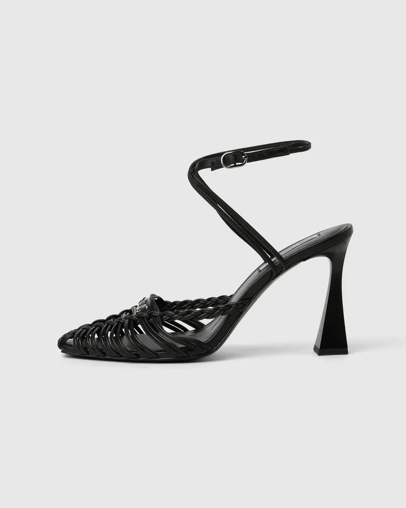 Karl Lagerfeld Debutante Ledersandaletten Mit Absatz, Damen, Schwarz, Größe Schwarz