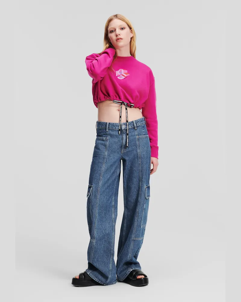 Karl Lagerfeld Utility-jeans In Legerer Passform Mit Mittelhohem Bund, Frau, Sauber gewaschen mittenblau, Größe Sauber