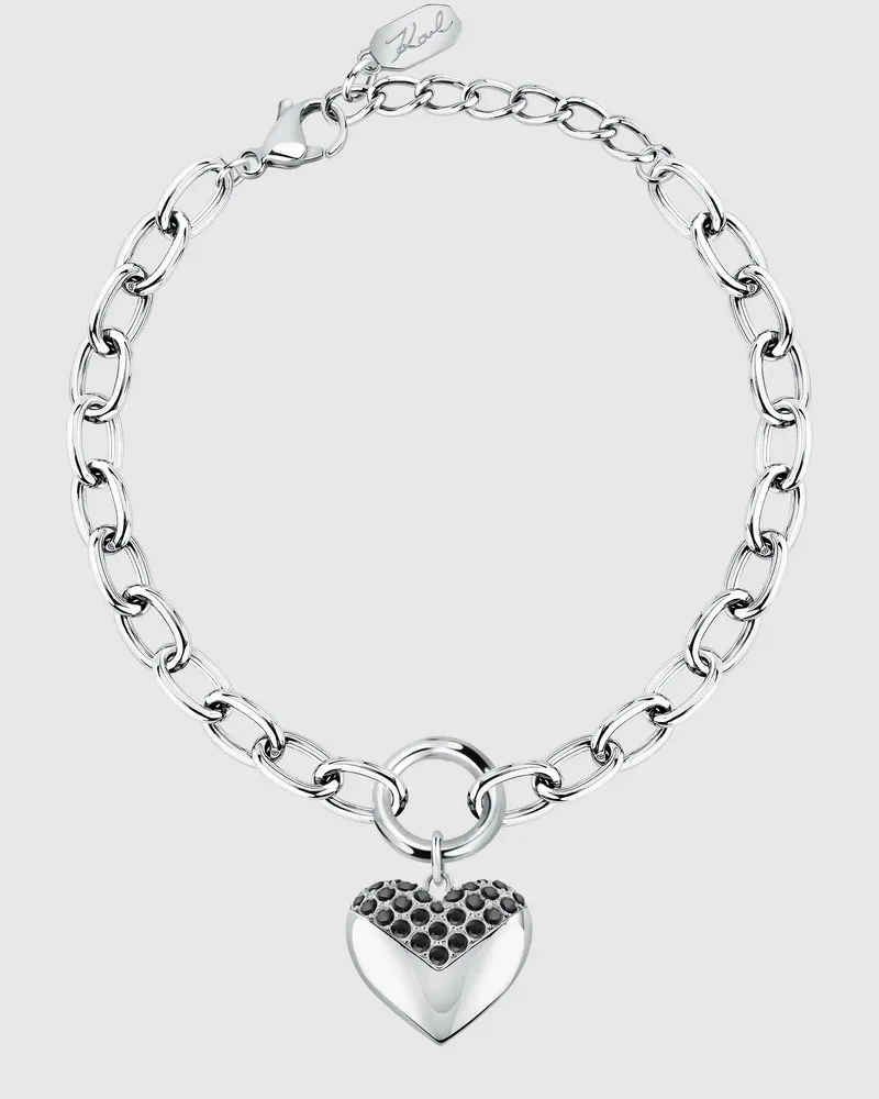 Karl Lagerfeld Armband Mit Silbernem Herzanhänger, Damen, Silver, Größe Silver