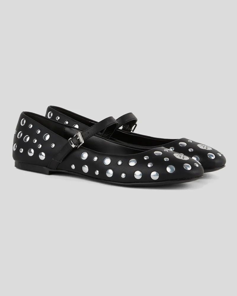 Karl Lagerfeld Karo pumps Mit Spiegel-nieten, Frau, Schwarz/Silber, Größe Schwarz