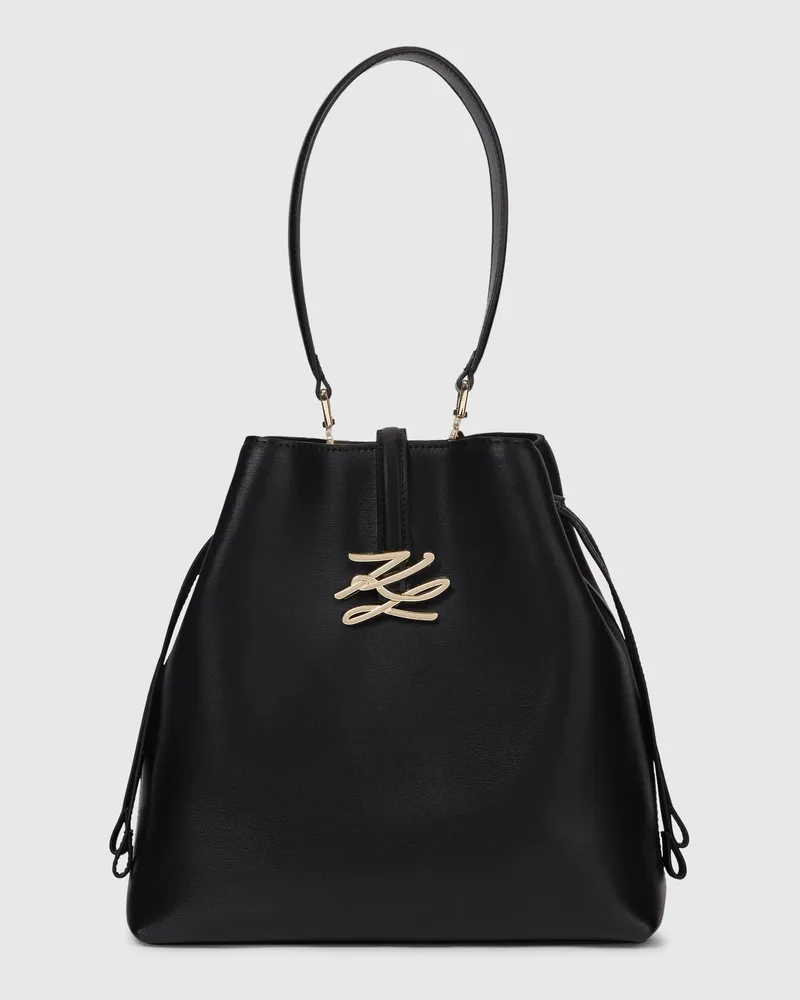 Karl Lagerfeld Mittelgrosse K/autograph Drop Bucket-tasche, Female, Schwarz/gold, Size Black