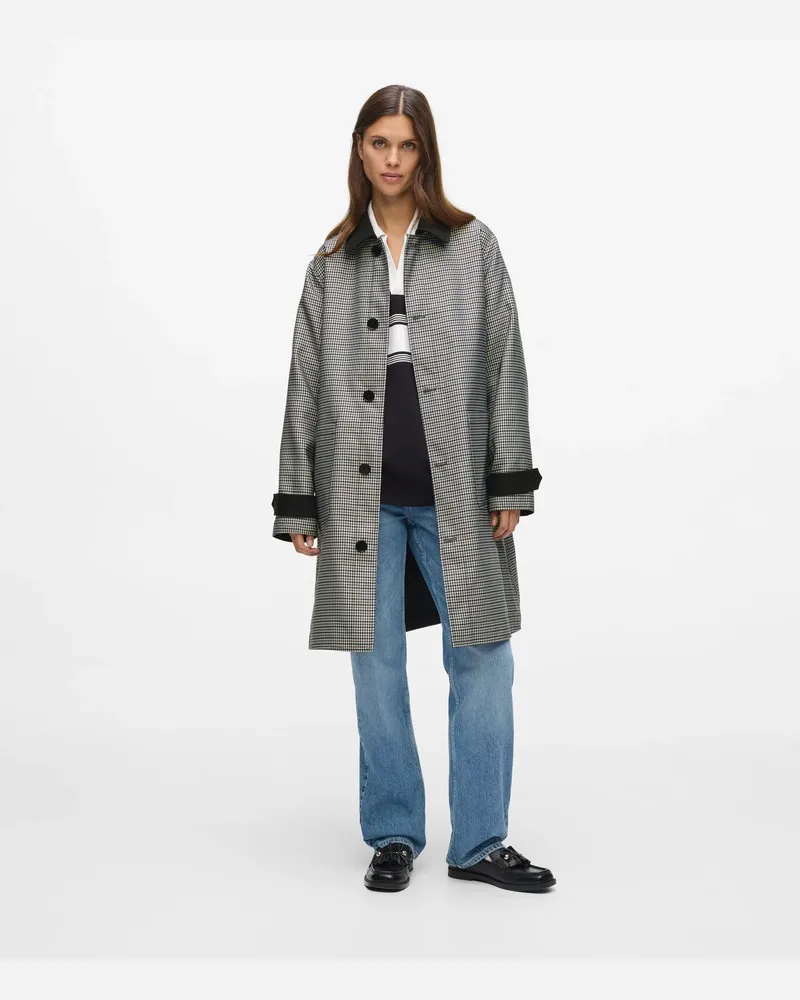 Karl Lagerfeld Ikon Reversibler Mantel Mit Karomuster, Female, Ikon Cream Check-black, Size Grey