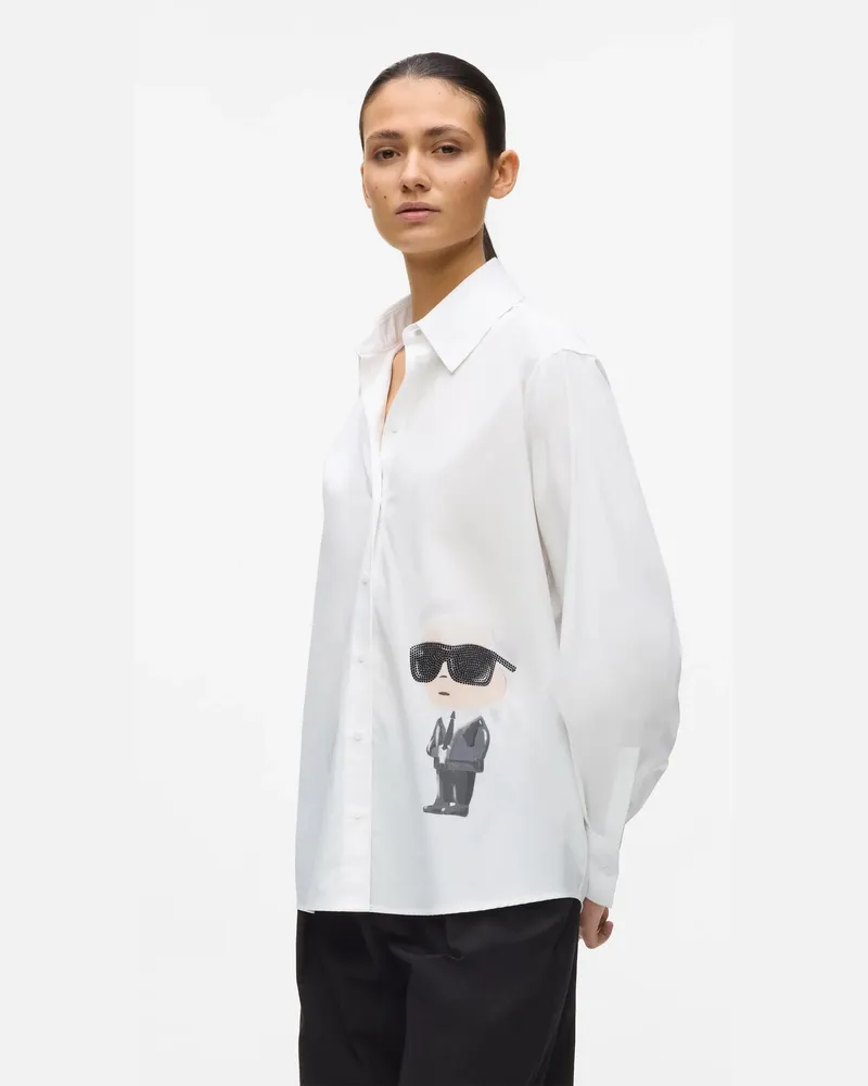 Karl Lagerfeld Ikon Hemd Mit Aquarell, Damen, Weiss, Größe Weiss