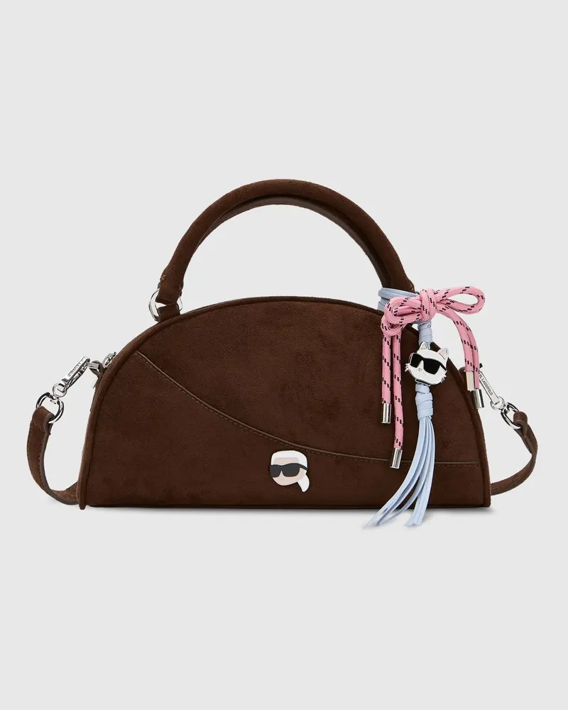 Karl Lagerfeld Ikon Umhängetasche Aus Glattem Kunstwildleder, Female, Tobacco, Size Brown