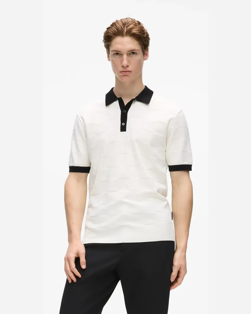 Karl Lagerfeld Poloshirt Mit Monogramm-karomuster, Herren, Cannoli Creme-schwarz, Größe Cannoli
