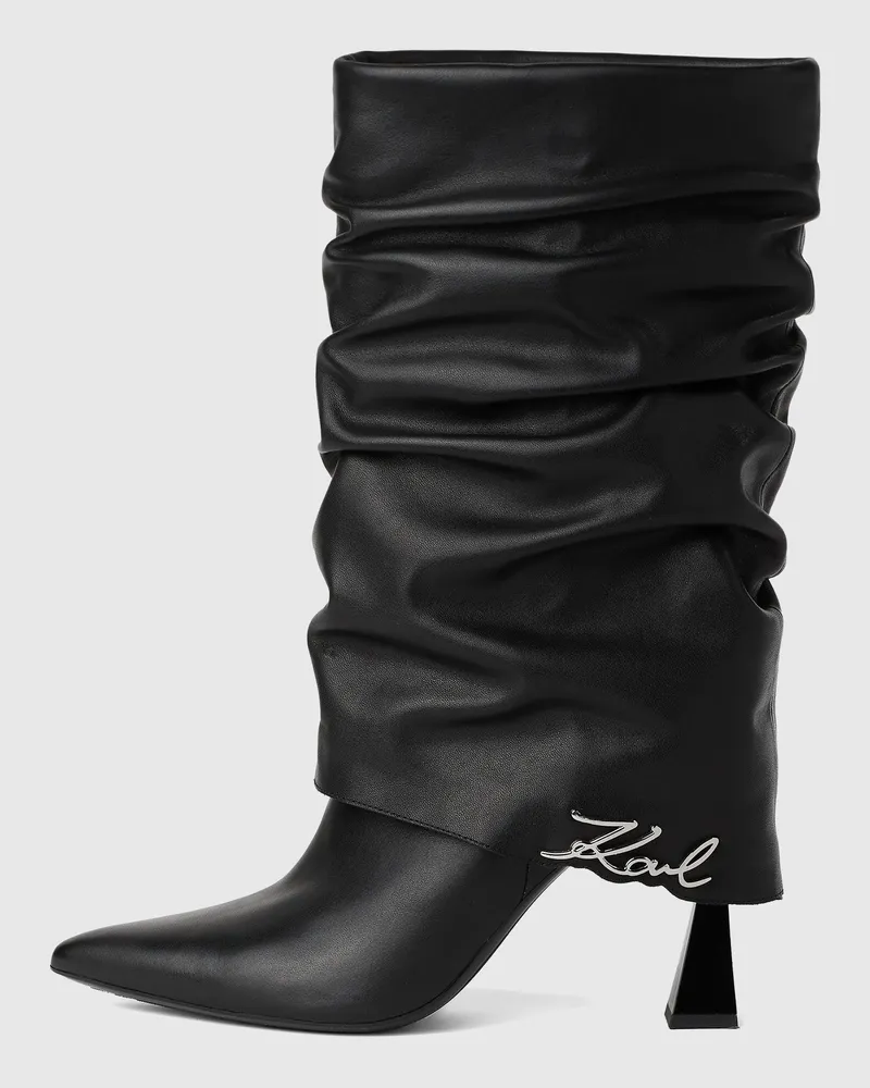 Karl Lagerfeld Debutante Midi-stiefel Mit Lässig-faltigem Schaft, Female, Schwarz, Size Black
