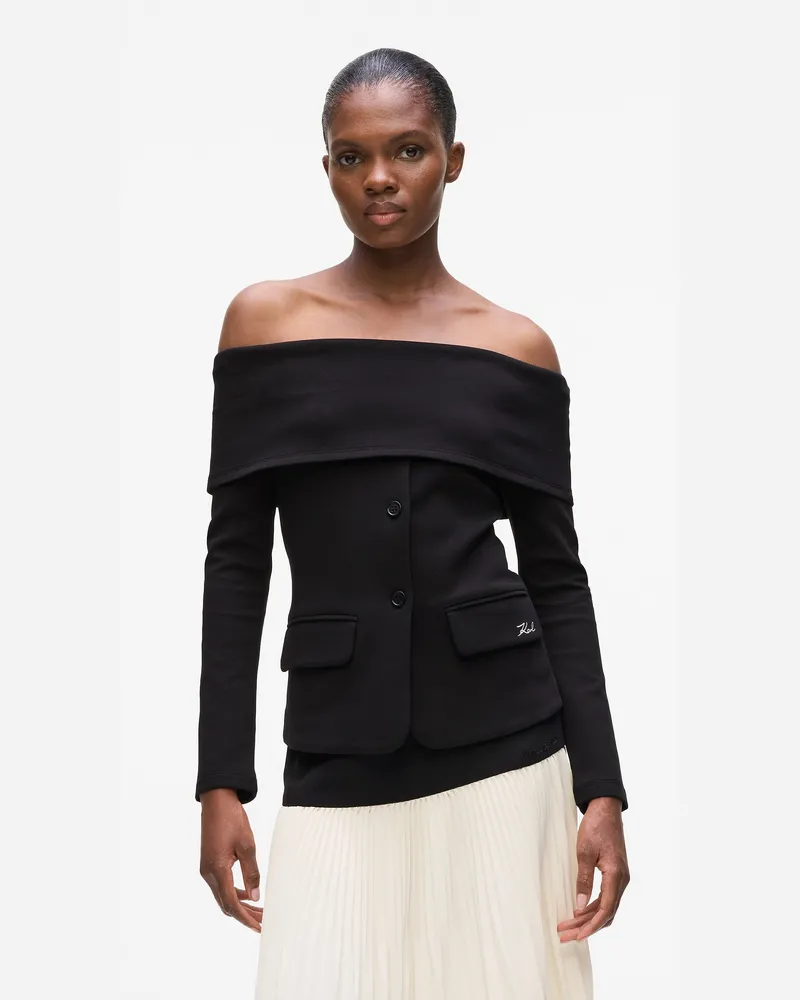Karl Lagerfeld Off-shoulder-sweatshirt, Damen, Schwarz, Größe Schwarz