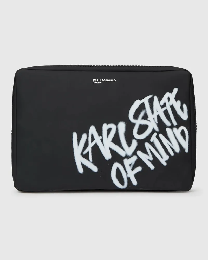 Karl Lagerfeld Laptoptasche Mit Karl-zitat, Herren, Schwarz, Größe Schwarz