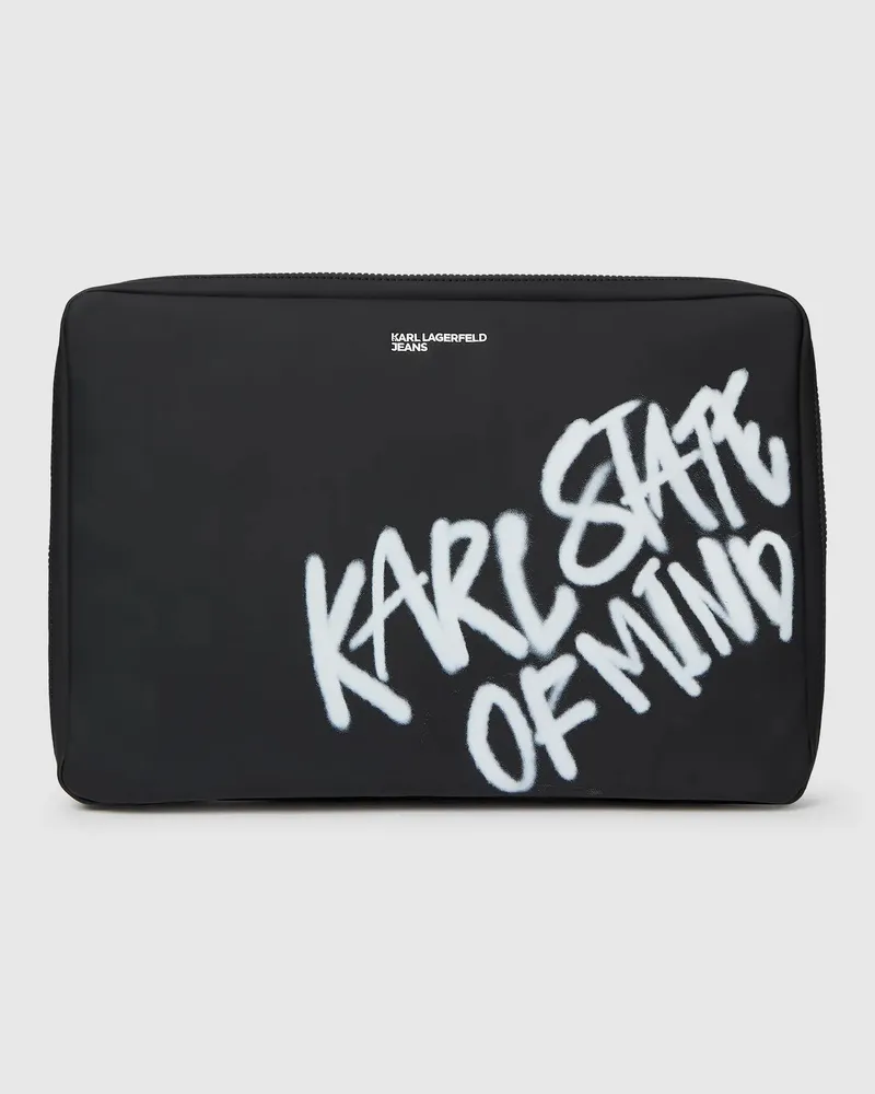 Karl Lagerfeld Laptoptasche Mit Karl-zitat, Herren, Schwarz, Größe Schwarz
