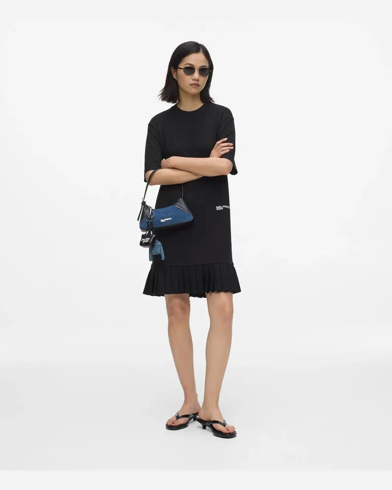 Karl Lagerfeld T-shirt-kleid Mit Falten Am Saum, Damen, Schwarz, Größe Schwarz