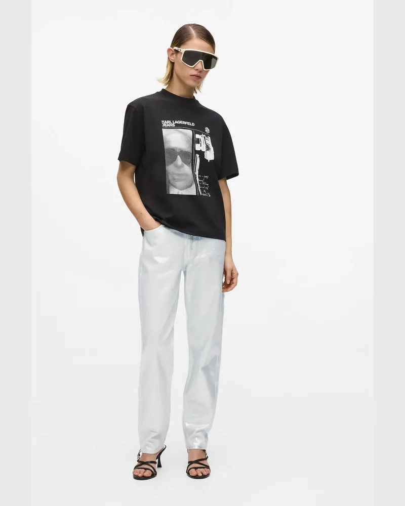 Karl Lagerfeld Metallic-silber-mom Jeans, Damen, Silver, Größe Silver