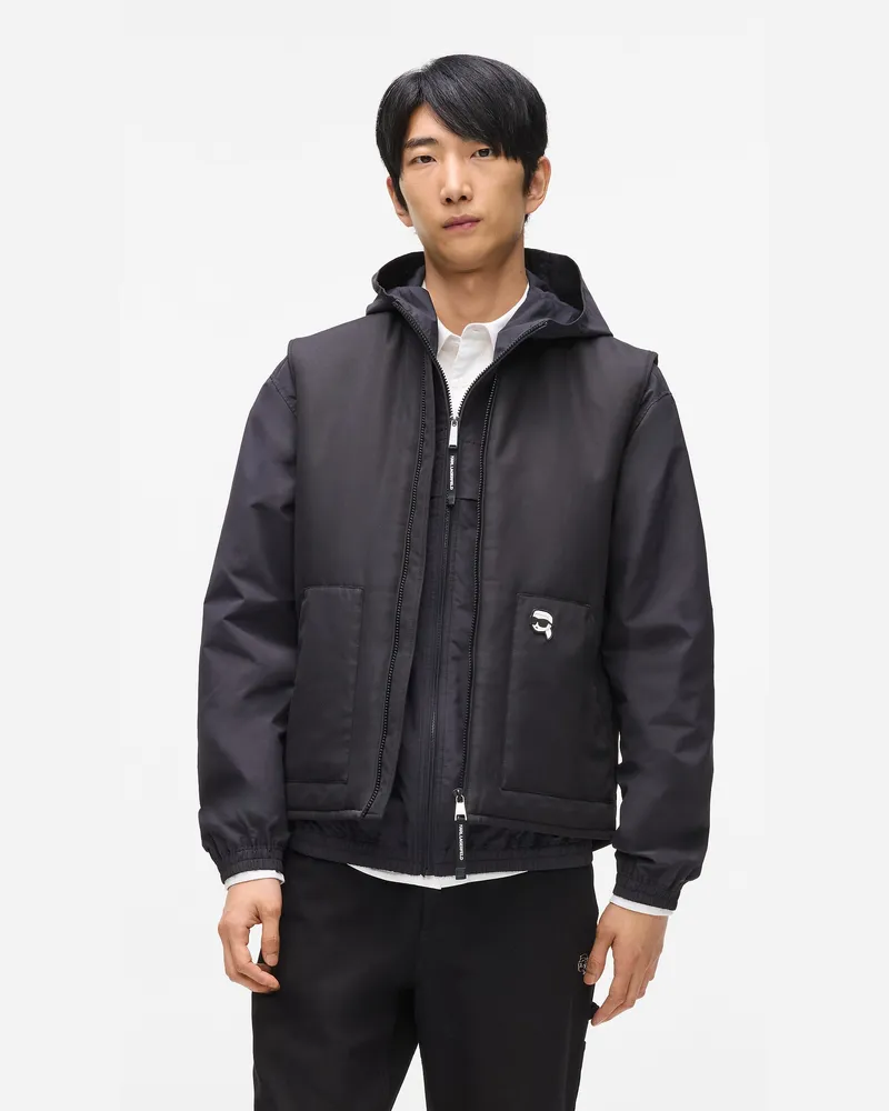 Karl Lagerfeld Ikon Wattierte Weste, Herren, Schwarz, Größe Schwarz