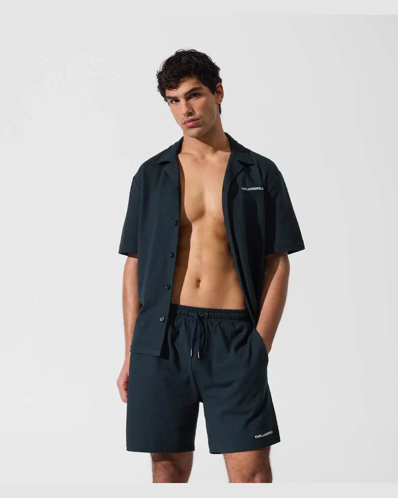 Karl Lagerfeld Karierte Strand-shorts, Herren, Marineblau, Größe Marineblau