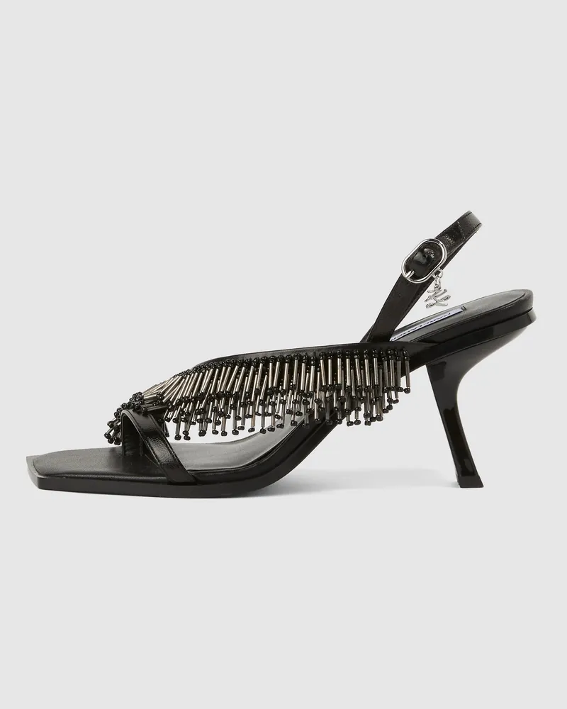 Karl Lagerfeld Karmel Slingback-pumps Mit Fransen, Damen, Schwarz, Größe Schwarz