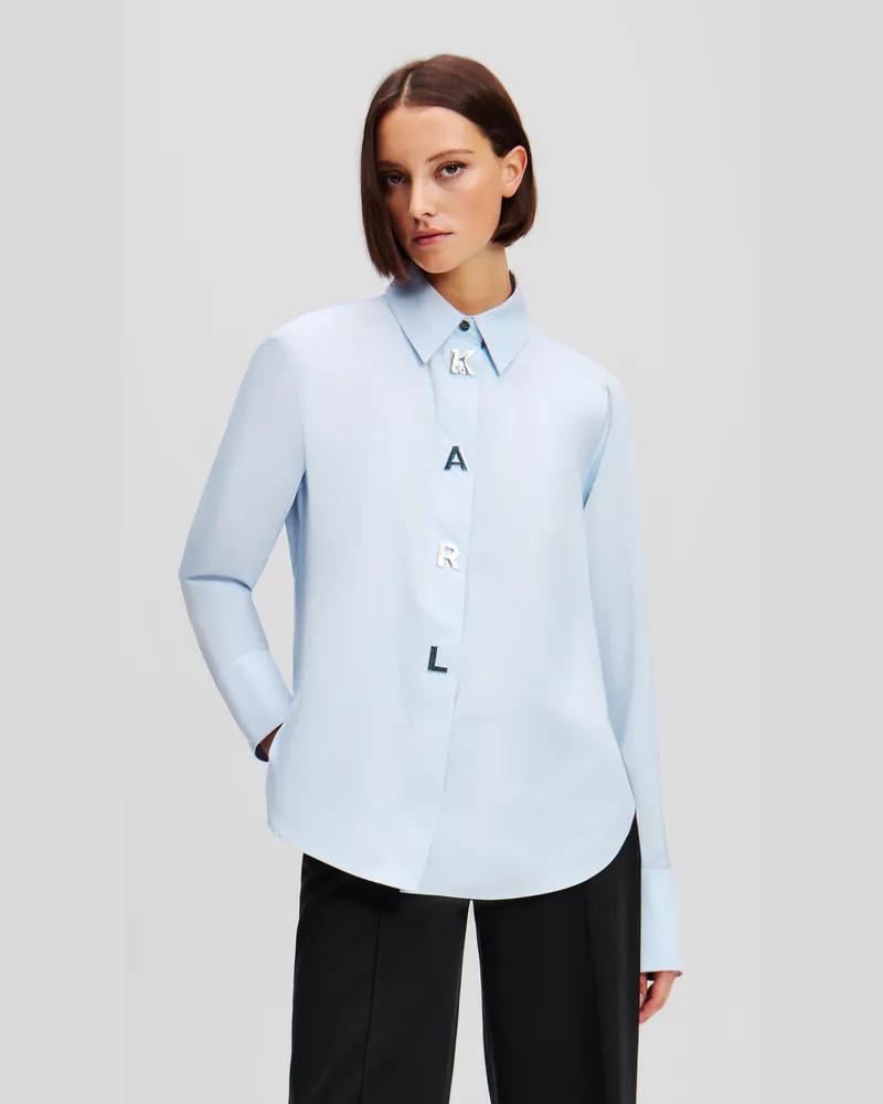 Karl Lagerfeld Bluse Mit Karl-schriftzug, Frau, Kentucky Blau, Größe Kentucky