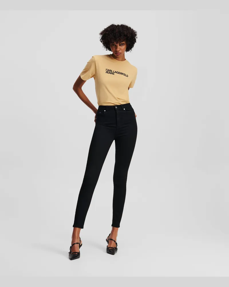 Karl Lagerfeld Hoch Geschnittene Skinny-jeans, Frau, Schwarz, Größe Schwarz