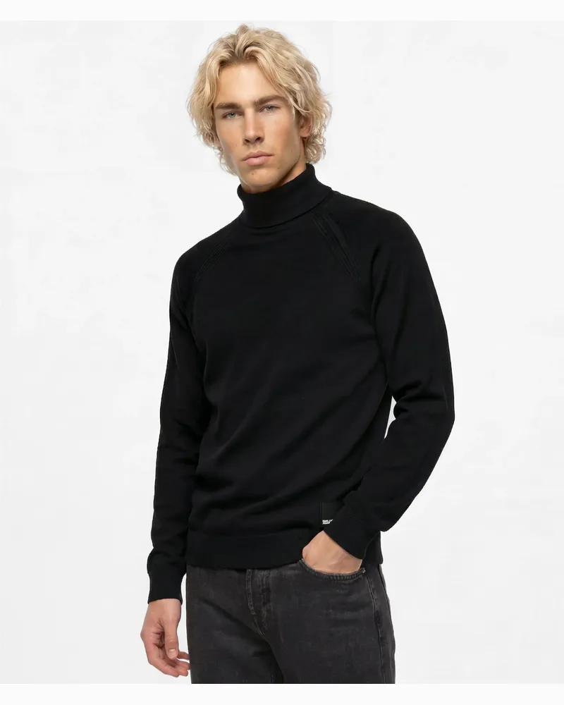 Karl Lagerfeld Leichter Strickpullover Mit Rollkragen, Herren, Schwarz, Größe Schwarz