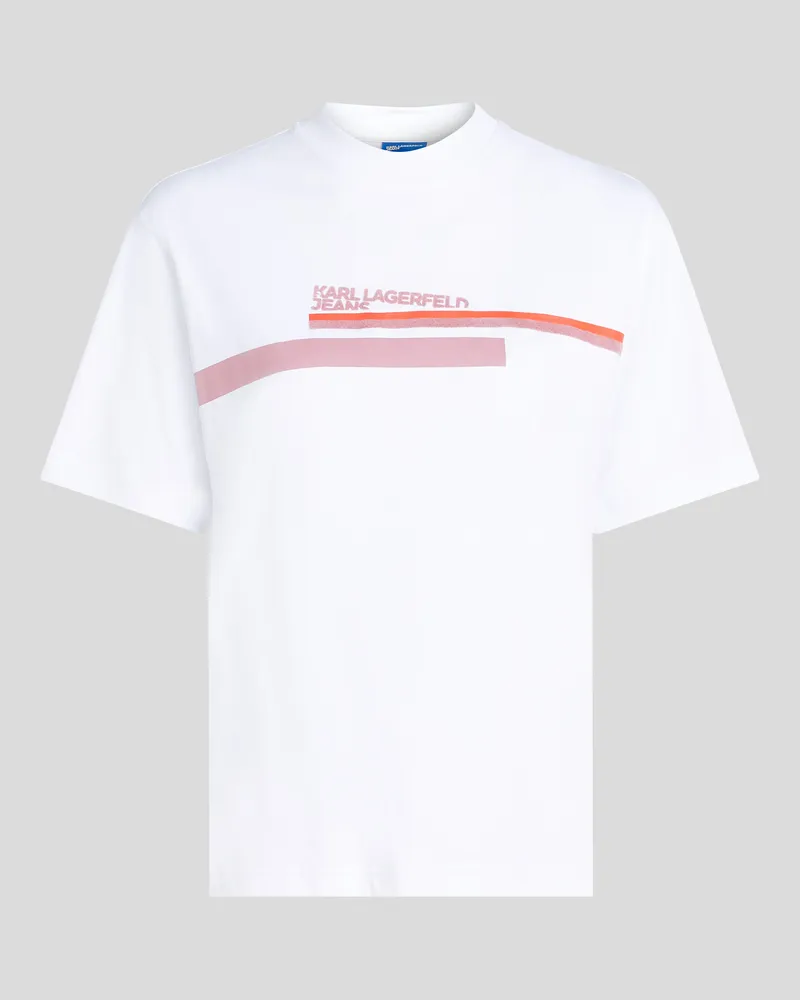 Karl Lagerfeld T-shirt Mit Streifen-logo, Frau, Weiss, Größe Weiss