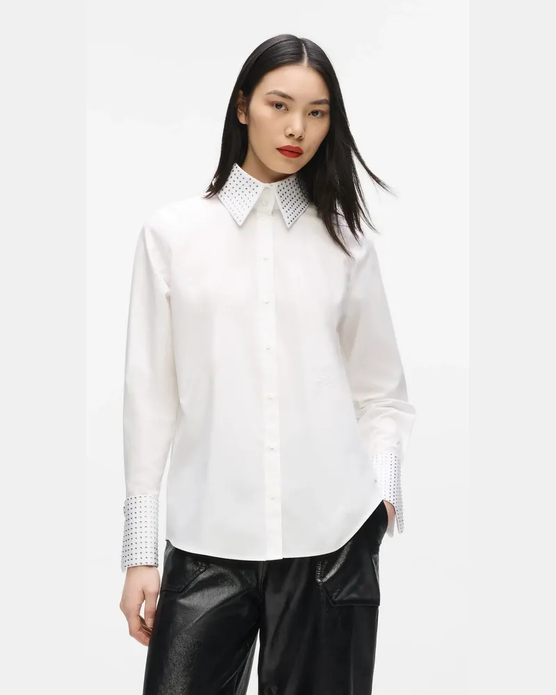 Karl Lagerfeld Hemd Mit Knopfleiste Und Strassbesatz, Female, Weiss, Size White
