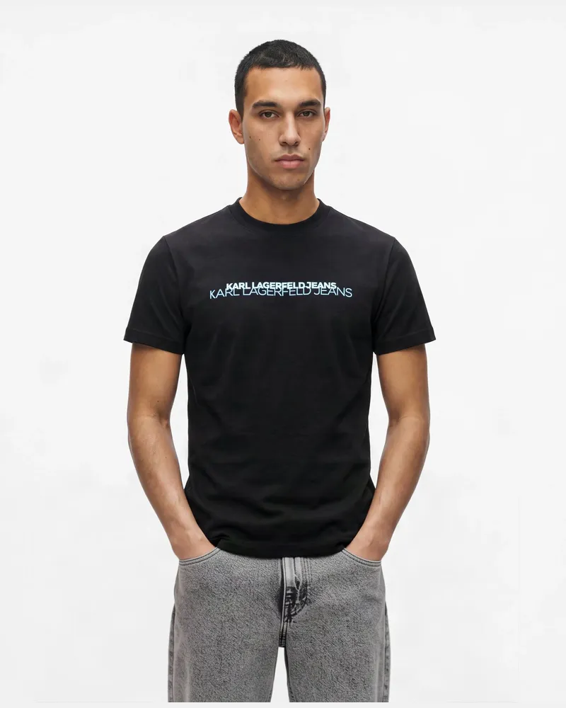 Karl Lagerfeld T-shirt Mit Schmalem Schattenlogo, Male, Schwarz, Size Black