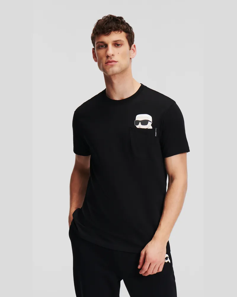 Karl Lagerfeld Ikon t-shirt Mit Tasche, Mann, Schwarz, Größe Schwarz