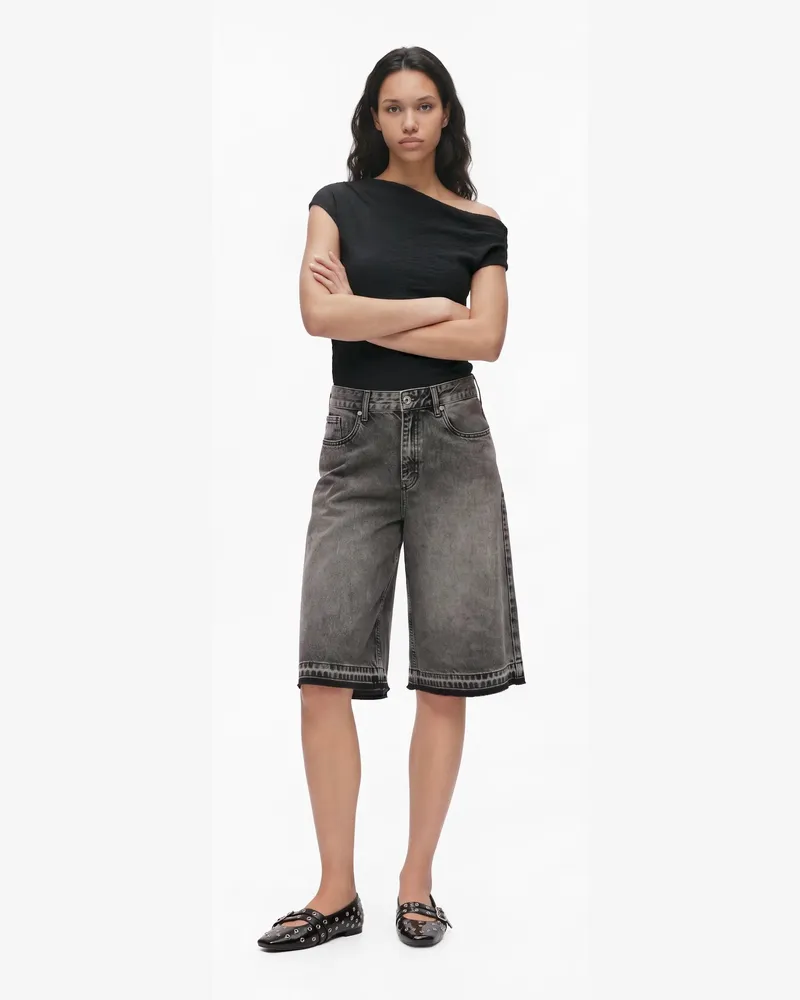 Karl Lagerfeld Lockere Jeansshorts, Female, Visual Washed Schwarz, Size Grey