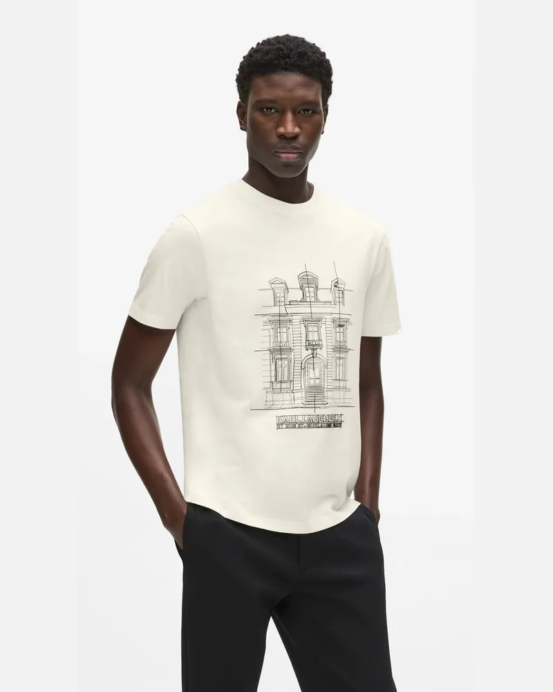 Karl Lagerfeld T-shirt Mit Maison De Karl-illustration, Herren, Cannoli Creme, Größe Cannoli
