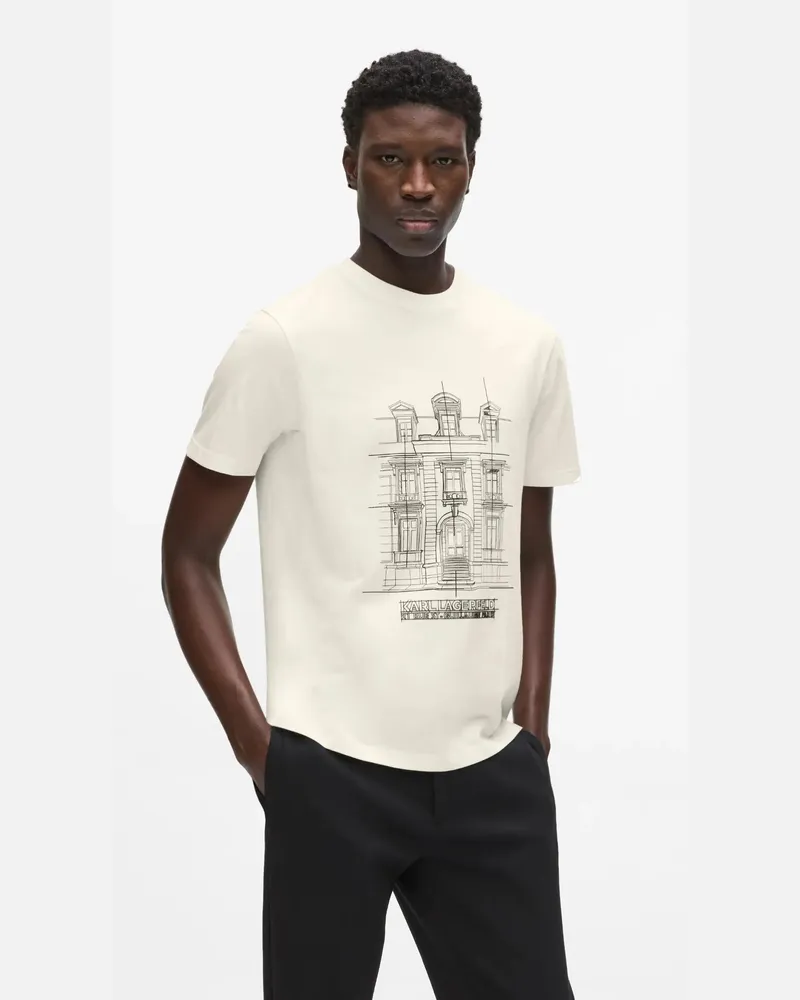 Karl Lagerfeld T-shirt Mit Maison De Karl-illustration, Herren, Cannoli Creme, Größe Cannoli