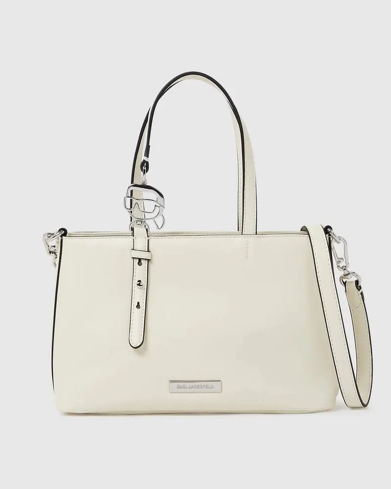 Karl Lagerfeld Ikon Glatte Kleine Tote Bag, Damen, Off White, Größe Off