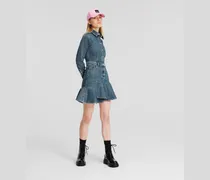 Denim-kleid Mit Rüschen Am Saum, Frau, GETÖNTES HELLBLAU, Größe