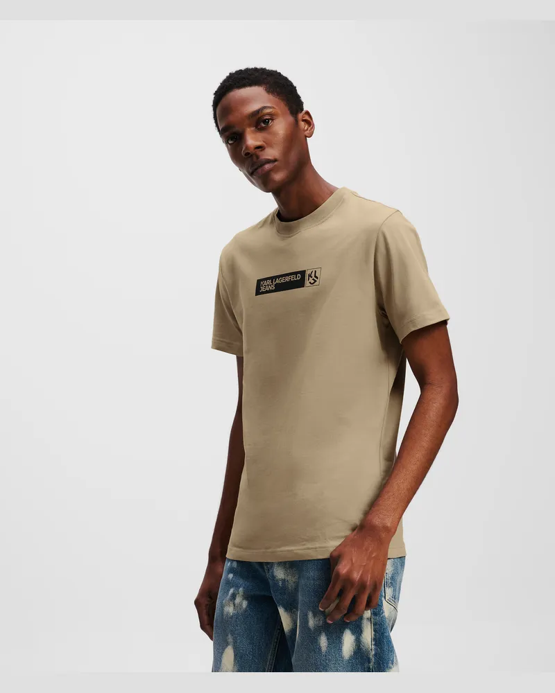 Karl Lagerfeld Schmal Geschnittenes T-shirt, Mann, Wüsten-Taupe, Größe Wüsten-taupe