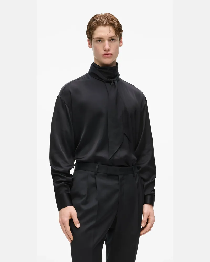 Karl Lagerfeld Kl Studio Hemd Mit Schaldetail, Male, Schwarz, Size Black