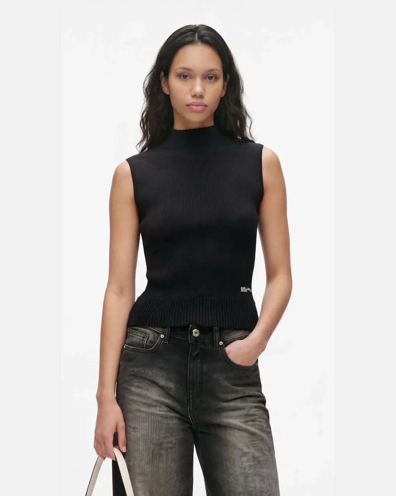 Karl Lagerfeld Ärmelloses Top Aus Strick, Female, Schwarz, Size Black
