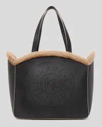 Karl Lagerfeld K/circle grosse Tote-bag aus Lammfell-imitat, Frau, Schwarz Schwarz