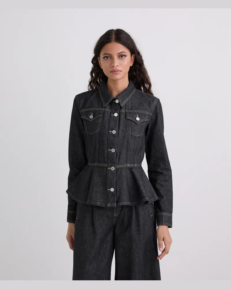 Karl Lagerfeld Jeansjacke Mit Kontrastnähten, Frau, Dunkelblau, Größe Dunkelblau