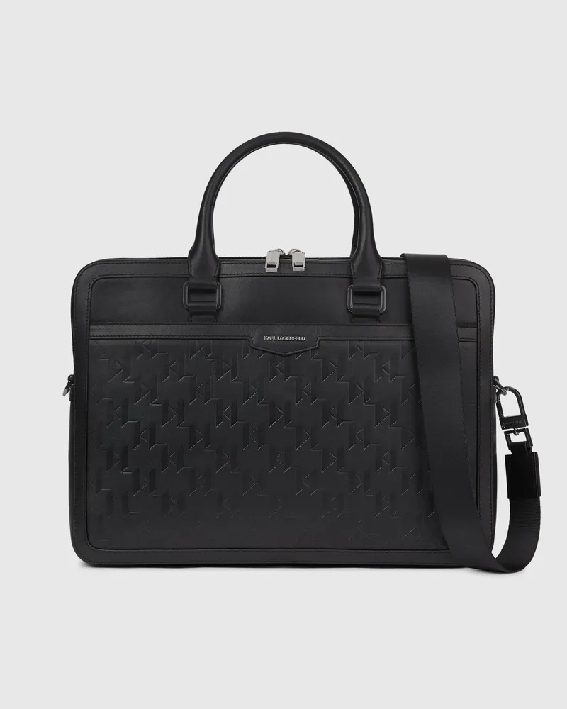Karl Lagerfeld K/loom Lederaktentasche, Herren, Schwarz, Größe Schwarz