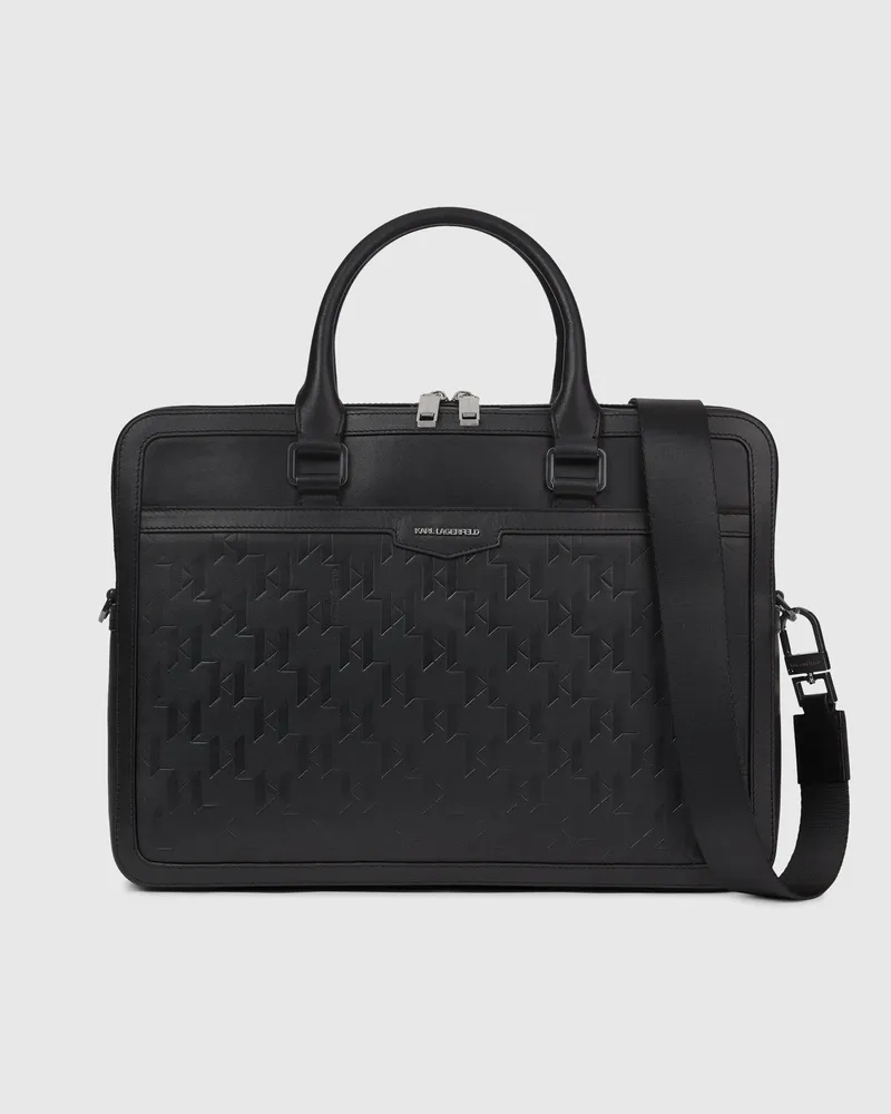 Karl Lagerfeld K/loom Lederaktentasche, Herren, Schwarz, Größe Schwarz
