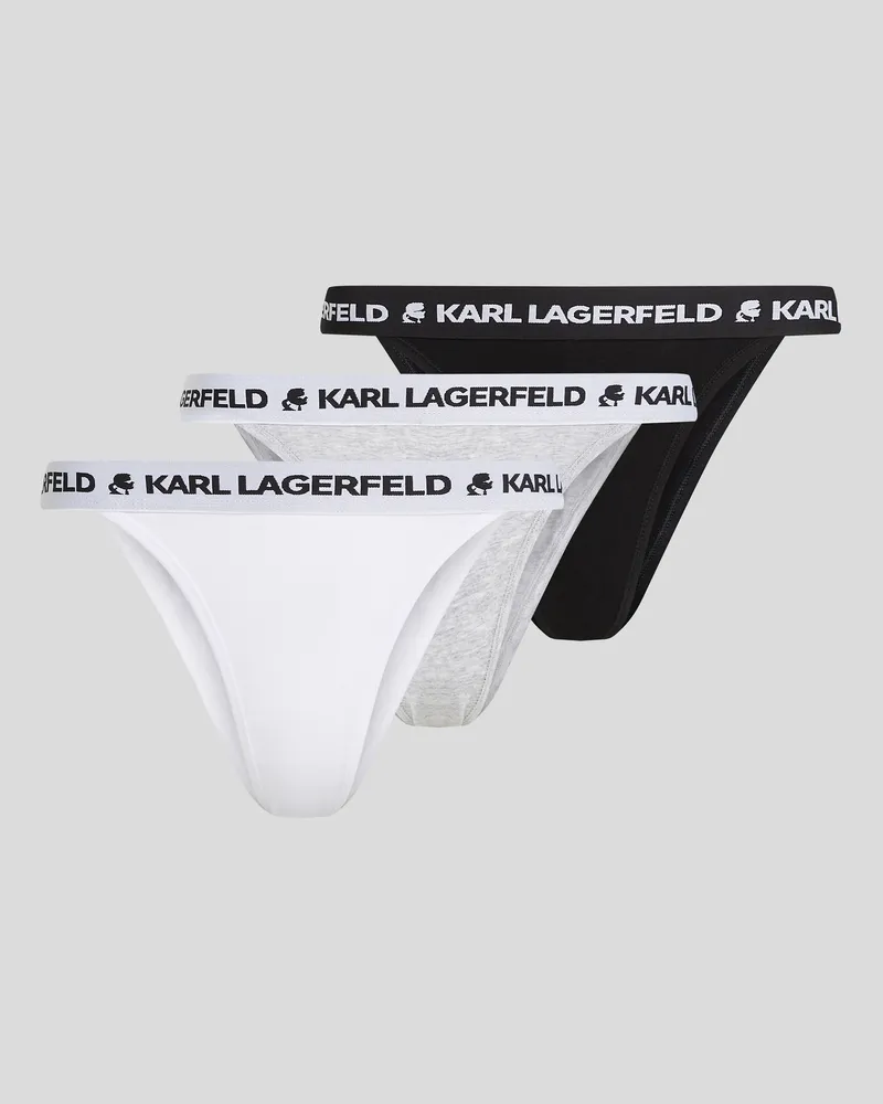 Karl Lagerfeld Logo-slips Im Brazilian-stil – 3er-pack, Frau, Schwarz/Weiss/Grau, Größe Schwarz