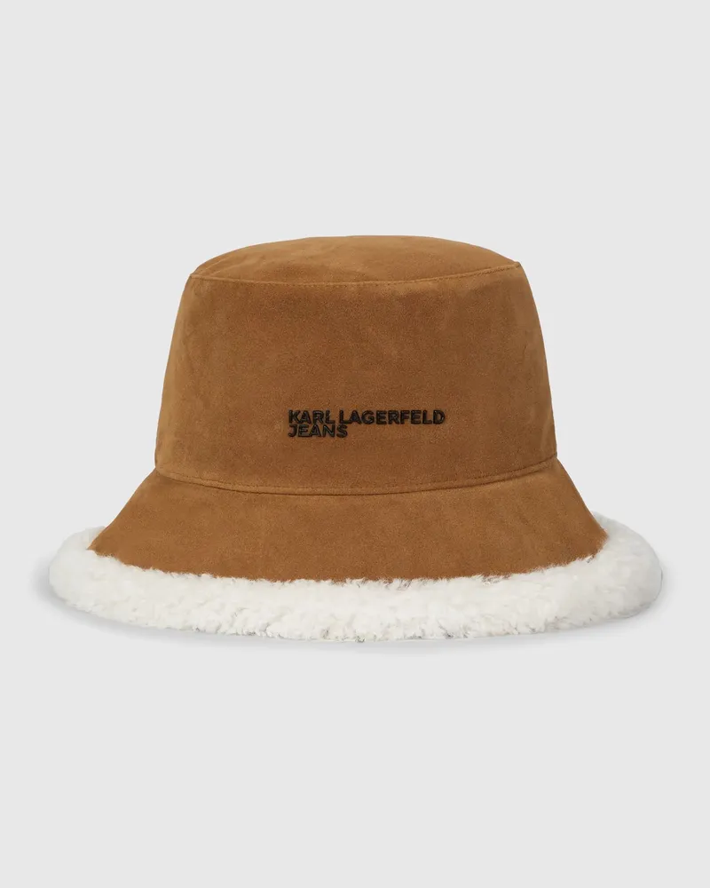 Karl Lagerfeld Wendbarer Bucket Hat Aus Wildleder, Damen, Braun, Größe Braun