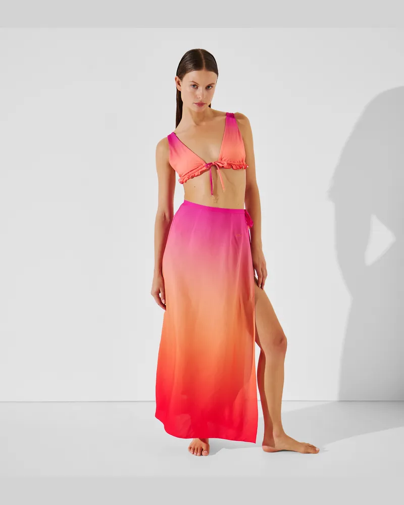 Karl Lagerfeld K/signature Maxi-pareo In Ombré-optik, Frau, Ombre Hibiskus-Karmelie, Größe Ombre
