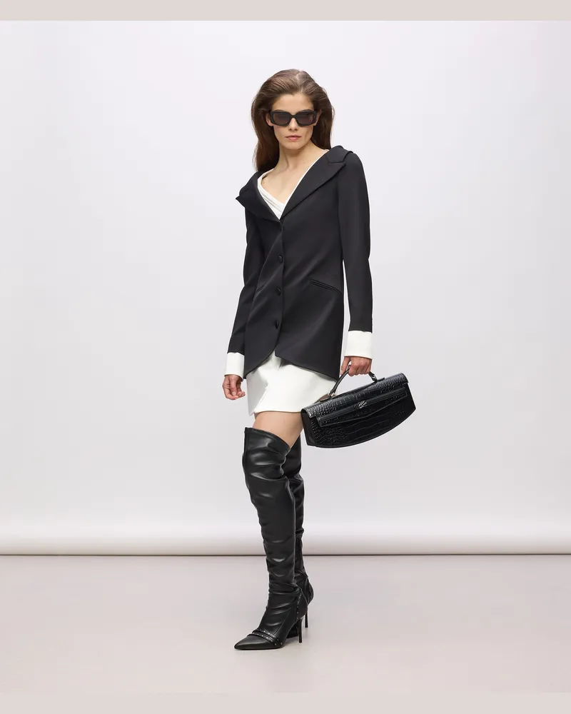 Karl Lagerfeld Kl Studio Couture-kleid, Damen, Weiss/schwarz, Größe Weiss