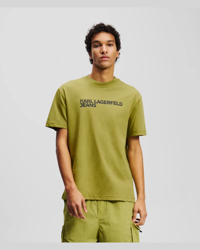 Karl Lagerfeld T-shirt Mit Logo, Mann, Grün-Oliv, Größe Grün-oliv