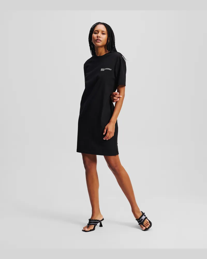 Karl Lagerfeld T-shirt-kleid Mit Logo, Frau, Schwarz, Größe Schwarz